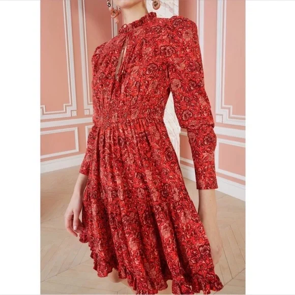 Ulla Johnson Mini Long-Sleeve Ruffle Liv Dress Sz 12 - Picture 7 of 7